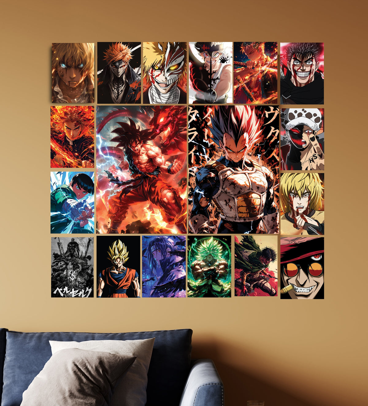 Anime Aesthetic Collage Poster Set (16-Piece) | Wall Art for Gaming & Room Decor Lazywalls