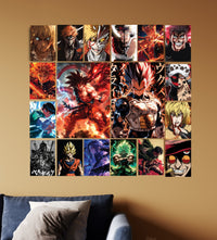 Anime Aesthetic Collage Poster Set (16-Piece) | Wall Art for Gaming & Room Decor Lazywalls