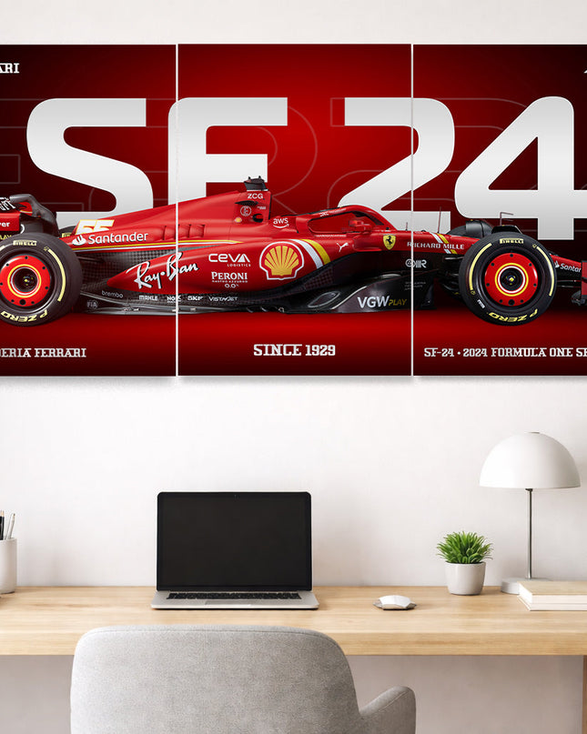 Ferrari SF24 | F1 Racing Poster | 3 Panel Poster Set Lazywalls