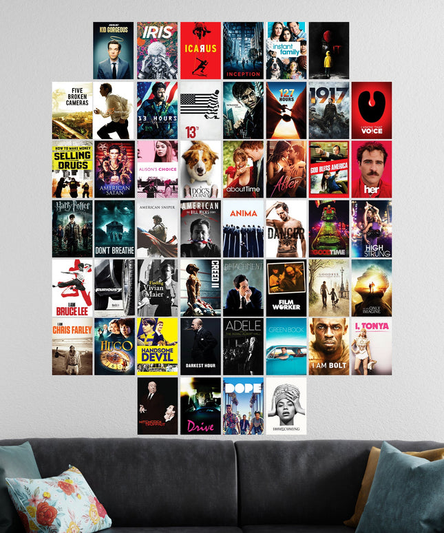 50 Pcs Movie Poster Wall Collage Kit | Aesthetic Film Decor Lazywalls