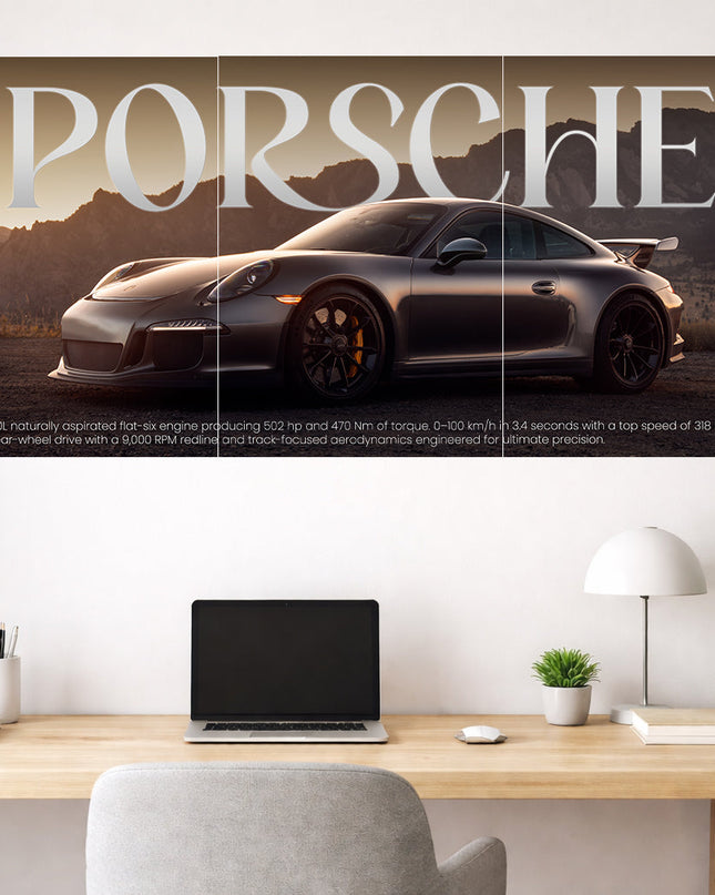 Porsche 911 GT3 | 3 Panel Poster | Luxury Sports Car Wall Art Lazywalls