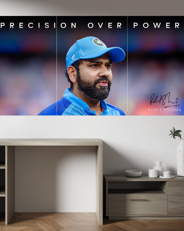 Rohit Sharma Hitman 3 Panel Poster | Indian Cricket Legend Wall Art Lazywalls