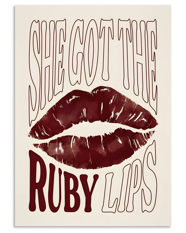 Ruby lips typography poster art Lazywalls