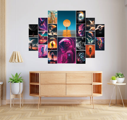 Astronaut Aesthetic Wall Collage Poster Set 20 Pcs | Space Bedroom Decor Lazywalls