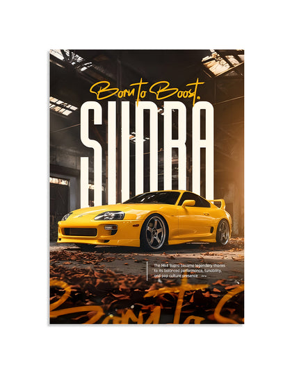 Toyota Supra MK4 Poster | Yellow JDM Car Wall Art | Sports Car Print Lazywalls