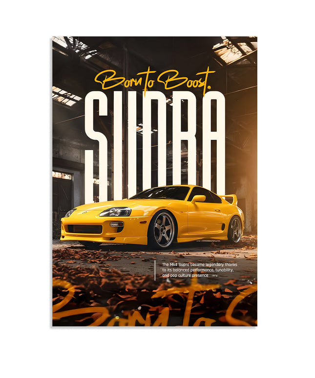 Toyota Supra MK4 Poster | Yellow JDM Car Wall Art | Sports Car Print Lazywalls